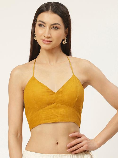 yellow solid stitched blouse - 20330076 - Very Small Image - 1