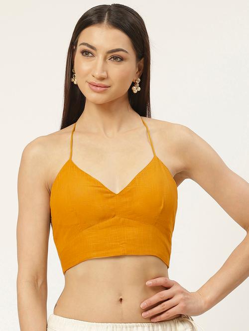 yellow cotton backless blouse - 20330079 - Very Small Image - 1