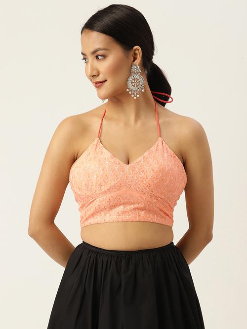 women peach sequin work embroidered stitched blouse - 20330357 - Very Small Image - 1