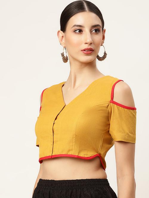 women yellow solid stitched blouse - 20330548 - Very Small Image - 1