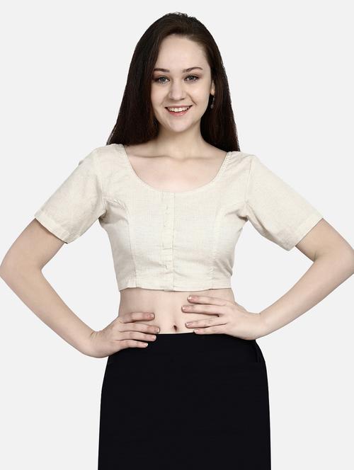front hook closure blouse with back embroidery - 20330679 - Very Small Image - 1