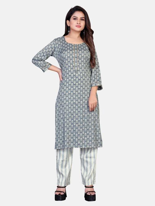 grey colored kurta pant set - 20331506 - Very Small Image - 1