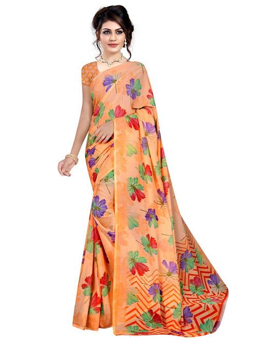 oxy fire colored printed saree with blouse - 20332237 - Very Small Image - 1