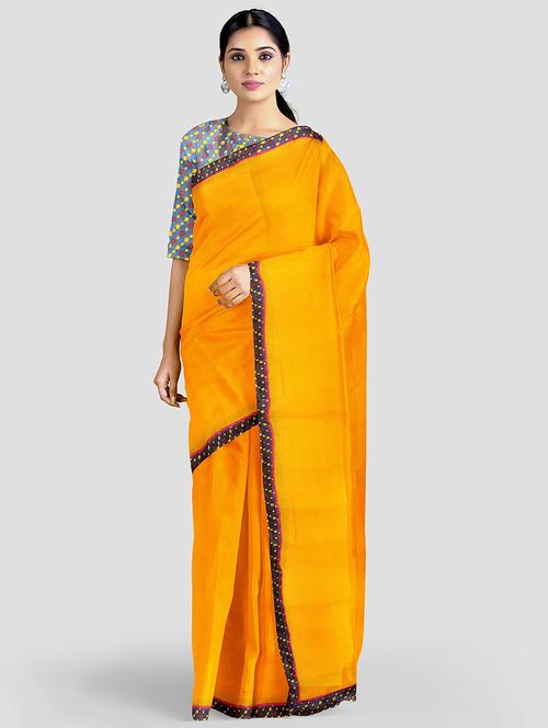 orange colored bordered saree with blouse - 20332270 - Very Small Image - 1