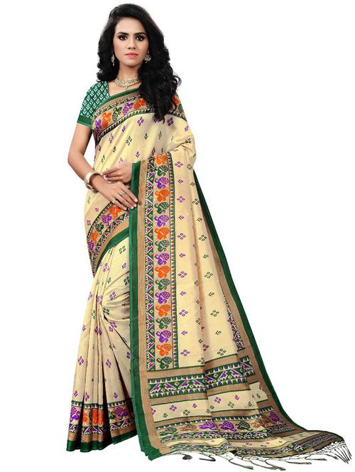 cream colored printed saree - 20332275 - Very Small Image - 1