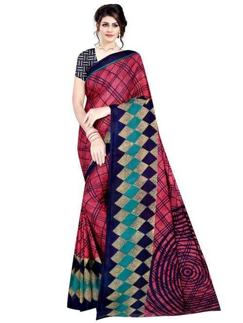 pink colored printed saree with blouse - 20332299 - Very Small Image - 1