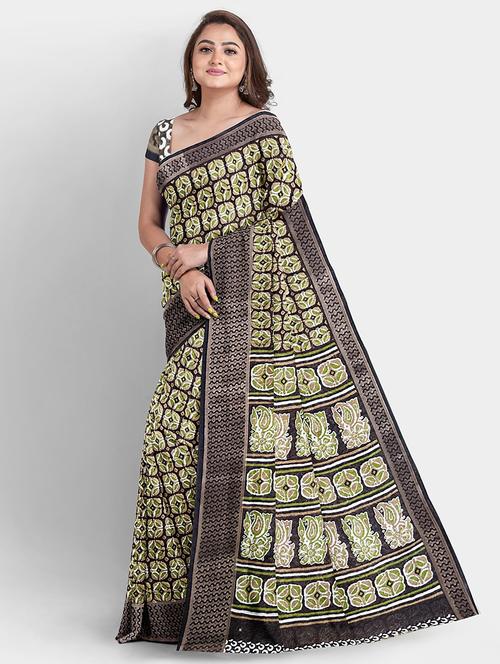 black colored printed saree - 20332392 - Very Small Image - 1