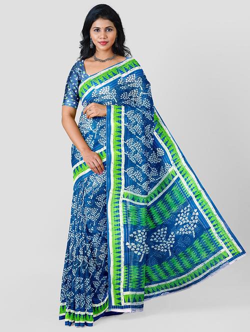 blue colored printed saree - 20332625 - Very Small Image - 1