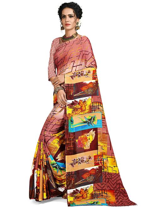 multi colored printed saree with blouse - 20332630 - Very Small Image - 1