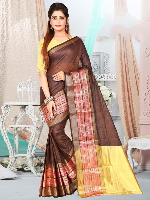 coffee brown colored southern silk saree with blouse - 20332918 - Very Small Image - 1