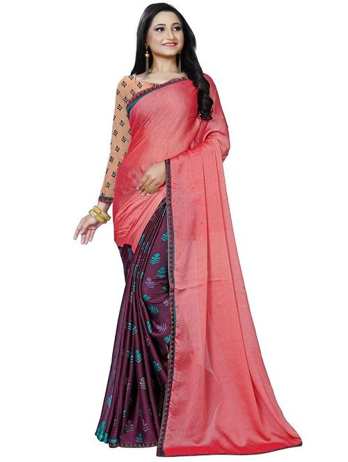 peach colored half and half saree with blouse - 20332938 - Very Small Image - 1