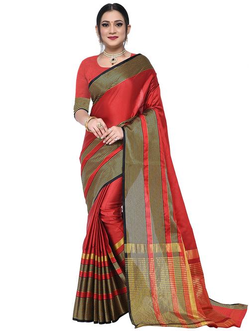red colored bordered saree - 20333026 - Very Small Image - 1