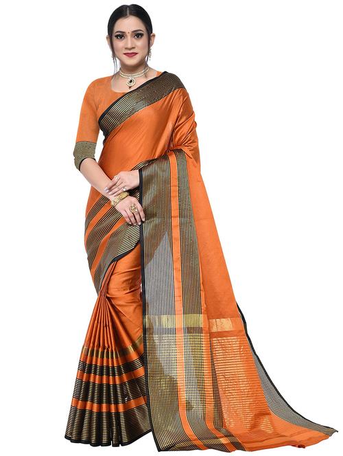 orange colored bordered saree - 20333027 - Very Small Image - 1
