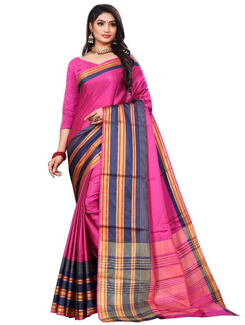 pink colored southern silk saree with blouse - 20333042 - Very Small Image - 1