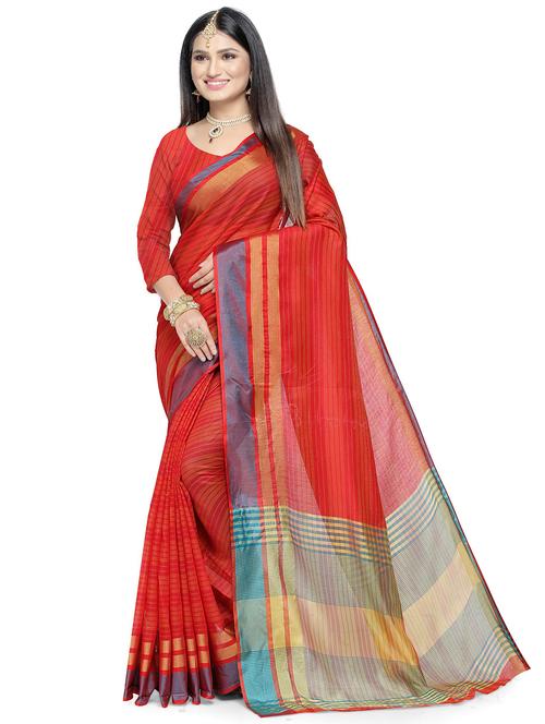 red colored bordered saree - 20333084 - Very Small Image - 1