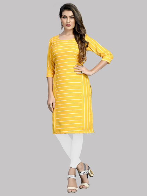 yellow colored straight kurta - 20334442 - Very Small Image - 1