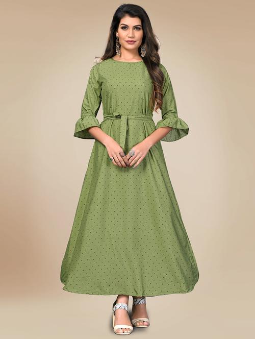 green colored a-line kurta - 20334448 - Very Small Image - 1