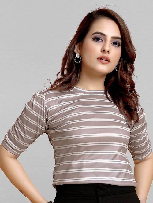 grey striped regular top - 20334545 - Very Small Image - 1