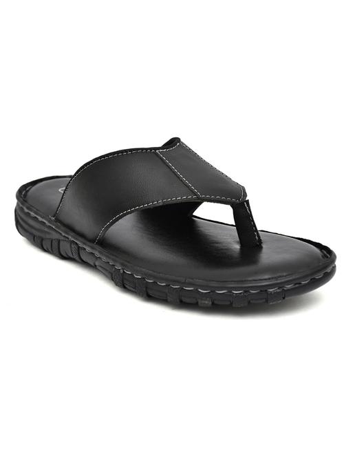 black leather toe separator slippers - 20334611 - Very Small Image - 1