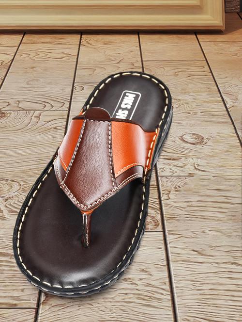 tan leather toe separator slippers - 20334634 - Very Small Image - 1