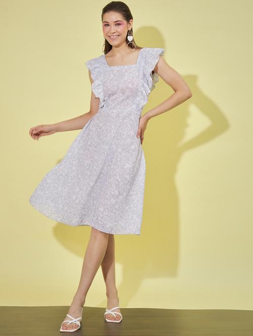 grey printed a-line dress - 20334643 - Very Small Image - 1
