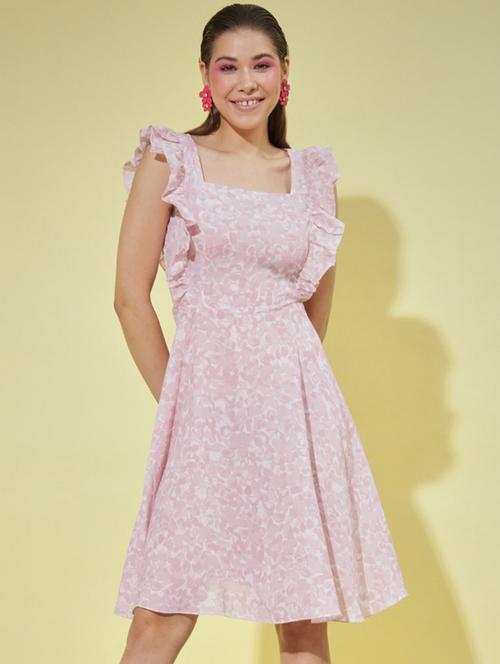 pink floral fit & flare dress - 20334645 - Very Small Image - 1