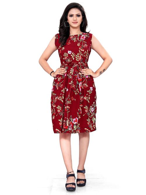 red floral a-line dress - 20334684 - Very Small Image - 1