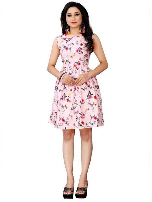 pink floral fit & flare dress - 20334744 - Very Small Image - 1