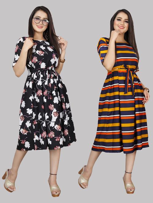 pack of 2 printed fit & flare dress - 20334784 - Very Small Image - 1