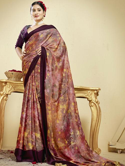 multi colored printed saree with blouse - 20335007 - Very Small Image - 1