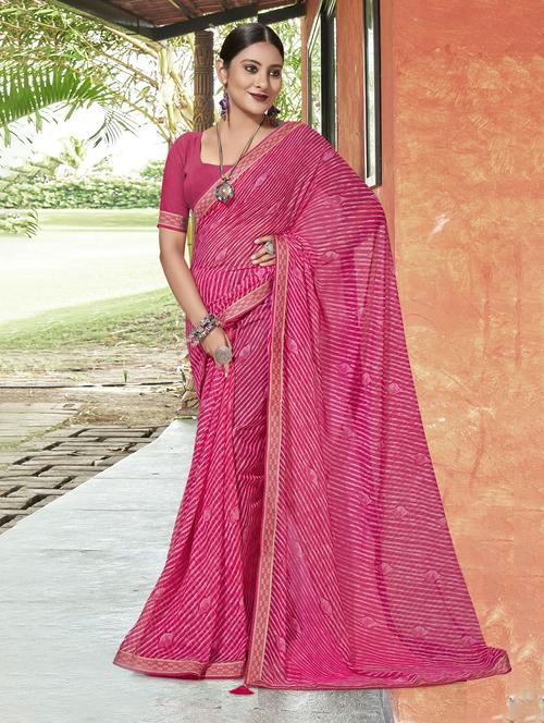 pink colored printed saree with blouse - 20335067 - Very Small Image - 1