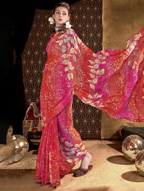 red colored printed saree - 20335192 - Very Small Image - 1