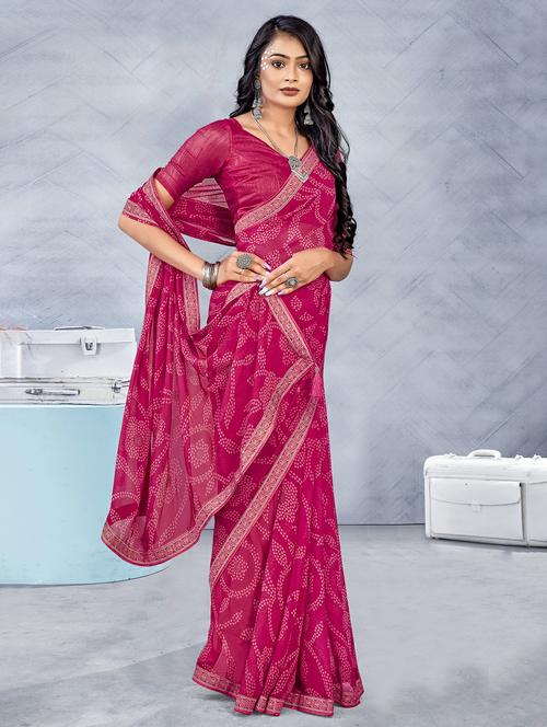 pink colored printed saree - 20335206 - Very Small Image - 1