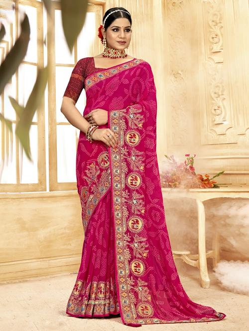 pink colored printed saree - 20335287 - Very Small Image - 1
