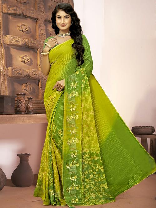 lime colored embellished saree with blouse - 20335331 - Very Small Image - 1