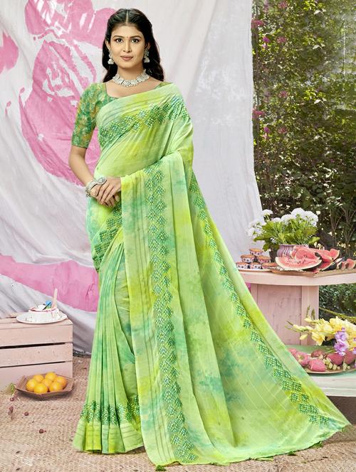 women's embroidered saree with blouse - 20335403 - Very Small Image - 1