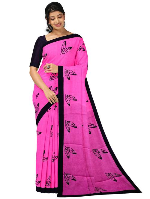 pink colored printed saree with blouse - 20336613 - Very Small Image - 1