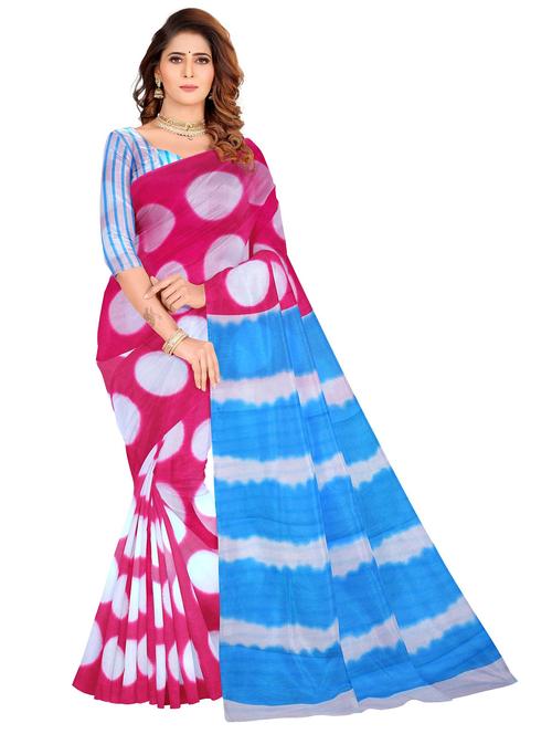 pink colored printed saree with blouse - 20336744 - Very Small Image - 1