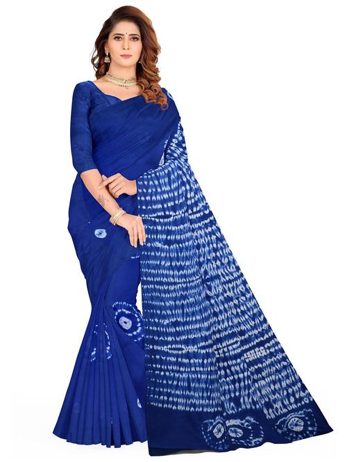 blue colored printed saree with blouse - 20336822 - Very Small Image - 1