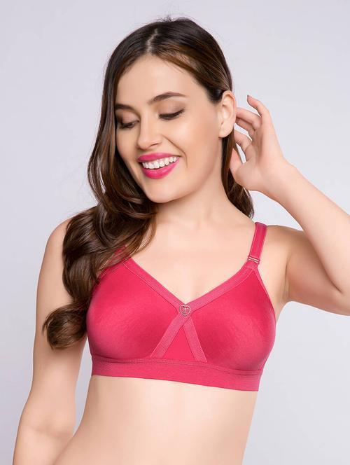 pink cotton blend regular bra - 20340618 - Very Small Image - 1