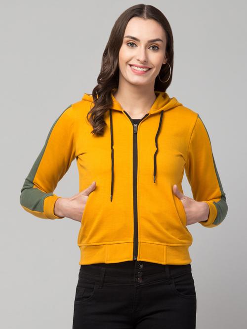 women mustard fleece summer jacket - 20340936 - Very Small Image - 1