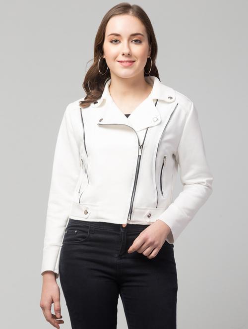 women white faux leather summer jacket - 20340942 - Very Small Image - 1