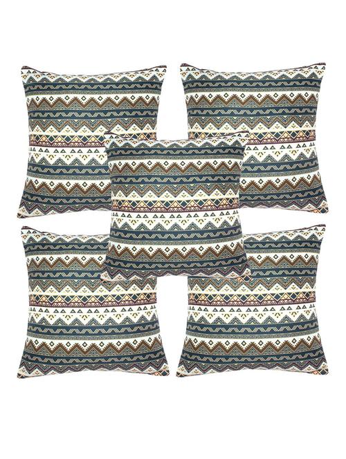 alina decor digital printed set of 5 cushion covers 12x12 inch - 20342121 - Very Small Image - 1