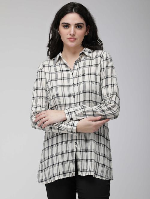 optic white checks oversized shirt - 20342163 - Very Small Image - 1