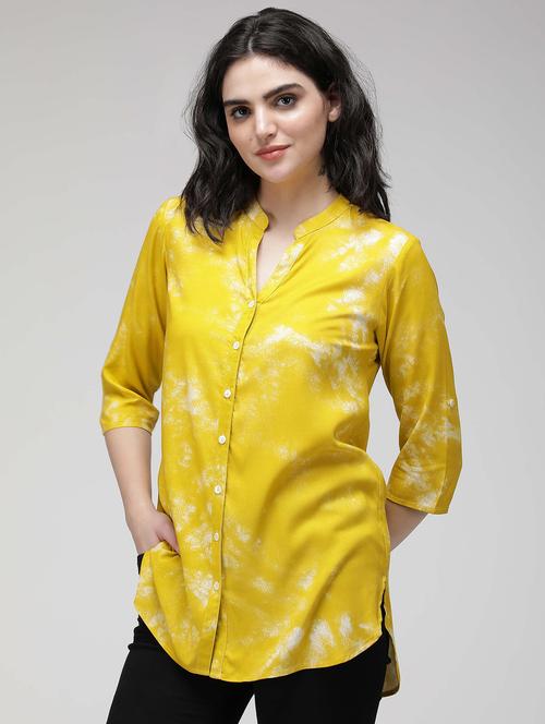 yellow abstract print regular shirt - 20342184 - Very Small Image - 1
