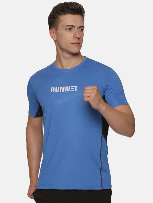 men's blue polyester slim fit t-shirt - 20342245 - Very Small Image - 1