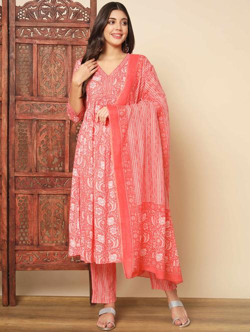 orange three quarter sleeve kurta pant set - 20342303 - Very Small Image - 1