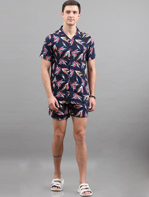 men multi color printed rayon co-ord set - 20342373 - Very Small Image - 1