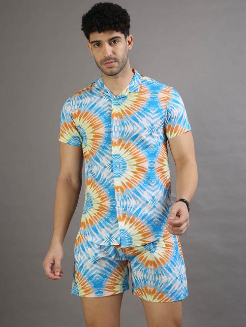 men multi color tie dye cotton co-ord set - 20342375 - Very Small Image - 1