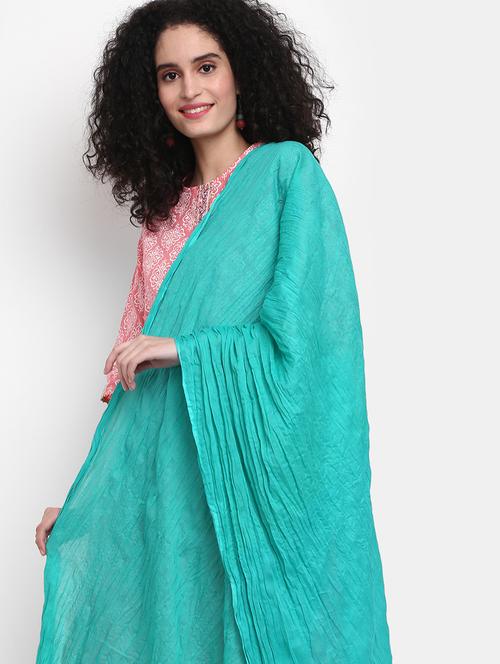 green cotton dupatta - 20342434 - Very Small Image - 1